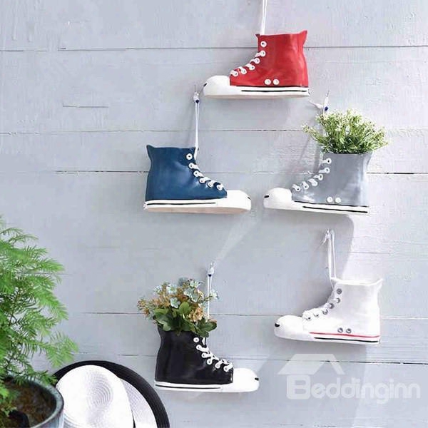 Amazing Crea Tive Ceramic Shoes Shape Flower Vase 3d Wall Decor