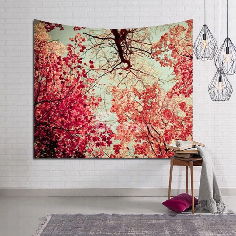 Autumn Mapletrees And Red Leaves Decroative Hanging Wall Tapestry