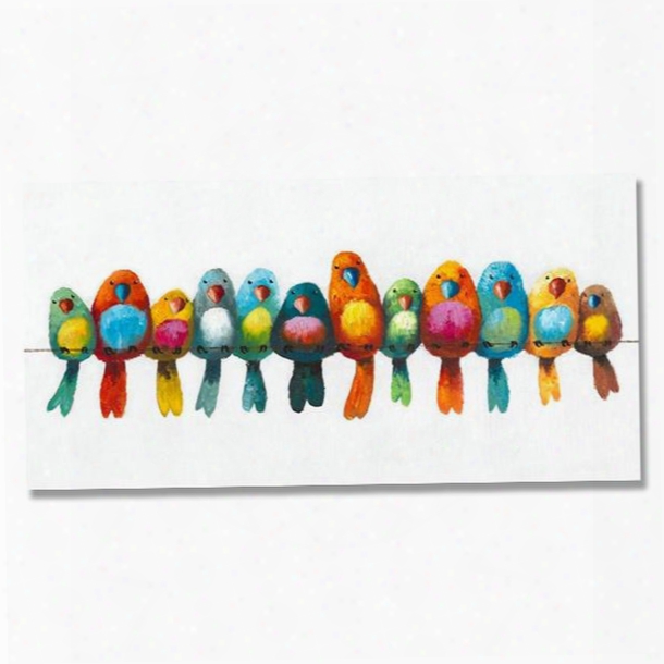 Beautiful Pop Art Birds Ready To Hang Hand Painted Oil Painting