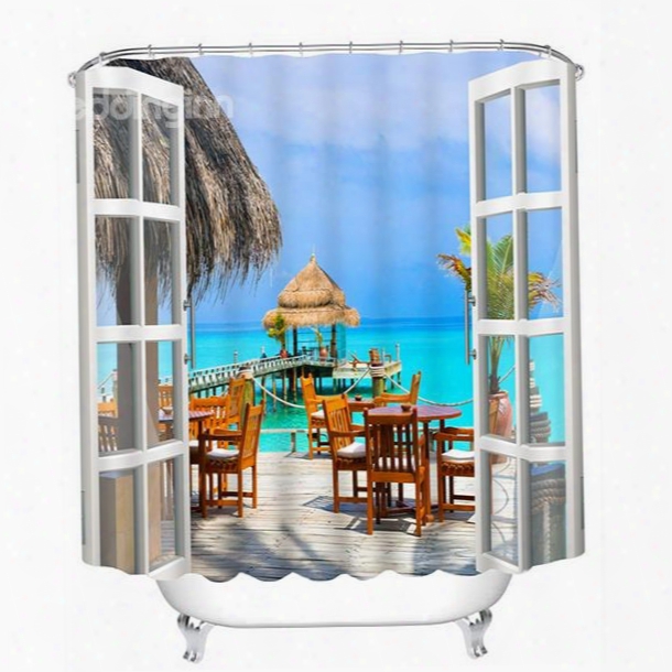 Beautiful Sea Print 3d Bathroom Shower Curtain