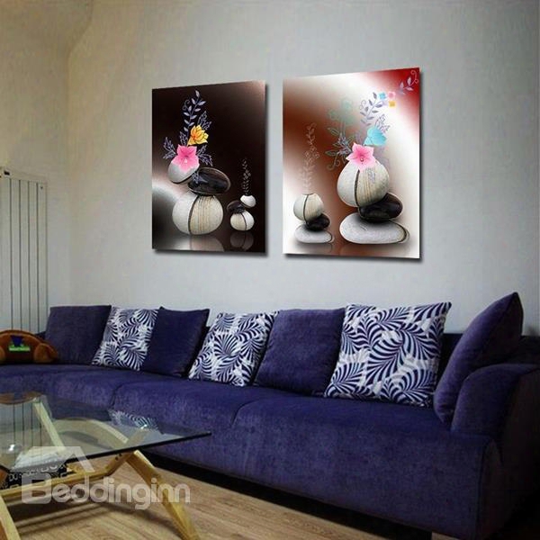 Black And White Pebbles Pattern 2-piece Canvas Waterproof And Environmental Framed Prints