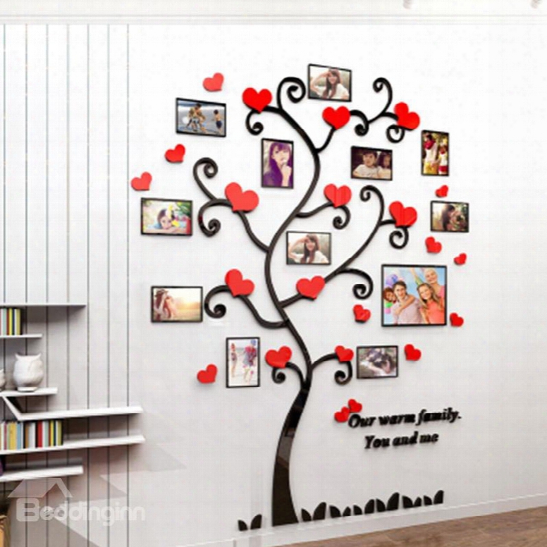 Black Branches With Red Heart 12 Photo Frames Acrylic Environmetal 3d Wall Stickers