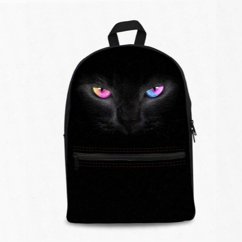 Black Cat With Sparking Eyes 3d Pattern School Outdoor For Man&woman Backpack