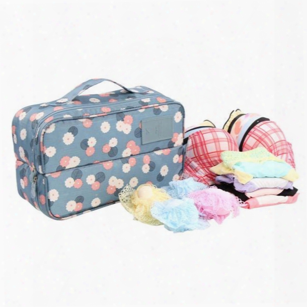 Blue Daisy Multi-functional Travel Underwear And Socks Organizer Bag