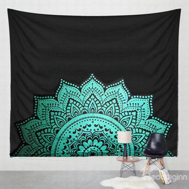 Blue Half Of Mandala Pattern Ethnic Style Hanging Wall Tapestries