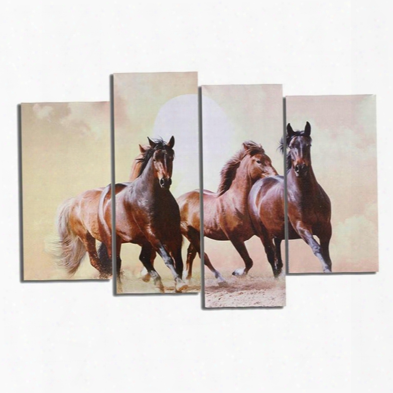 Brown Running Horses 5-piece Canvas Hung Non-framed Wall Prints
