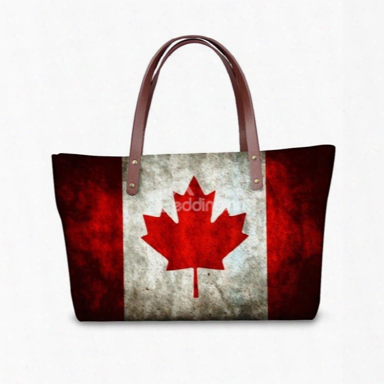 Canada's Retro Flag Waterproof Sturdy 3d Printed For Women Girls Shoulder Handbags