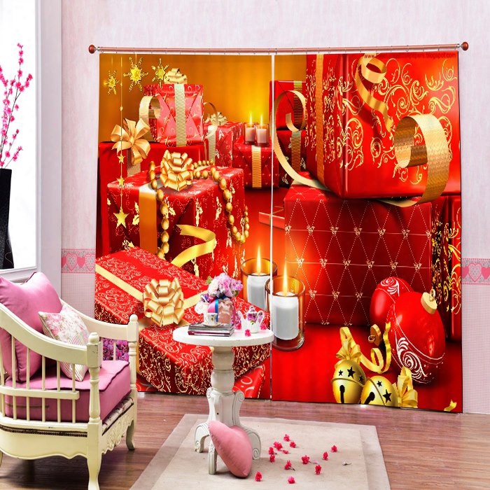 Christmas Gifts And Candy Printing Merry Christmas Theme 3d Curtain