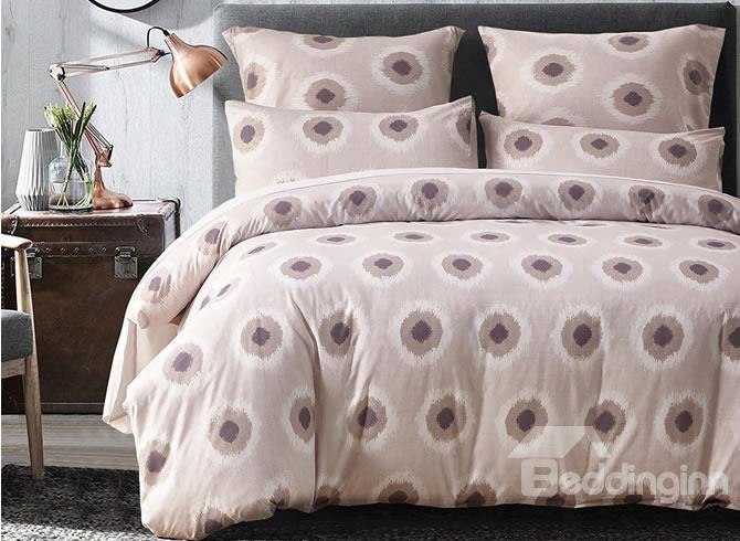 Circles Pattern Printed Simple Style Beige Polyester 3-piece Bedding Sets/duvet Cover