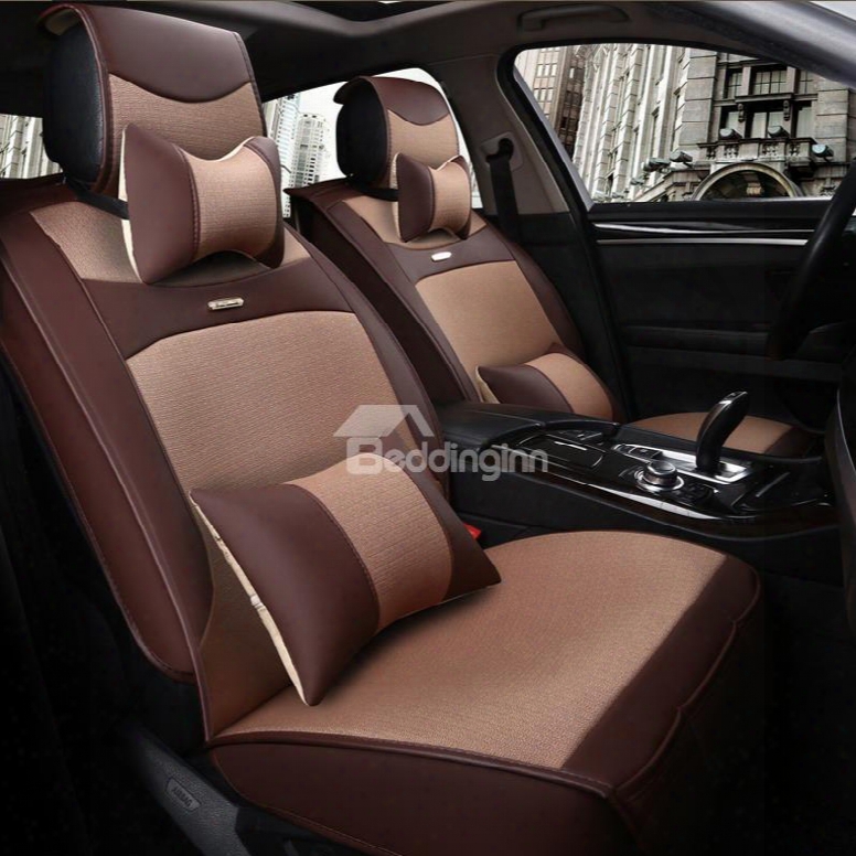 Classic Business Style Contrast Color Design Luxury Durable Pet Material Universal Five Car Seat Cover