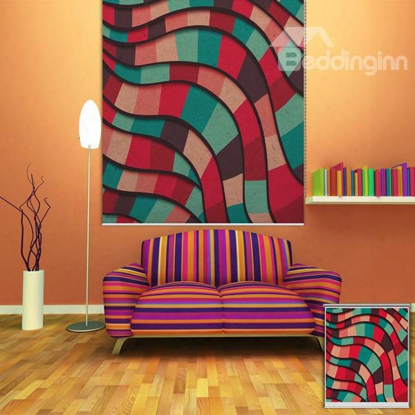 Colored Mosaics Wave Printing Blackout 3d Roller Shades