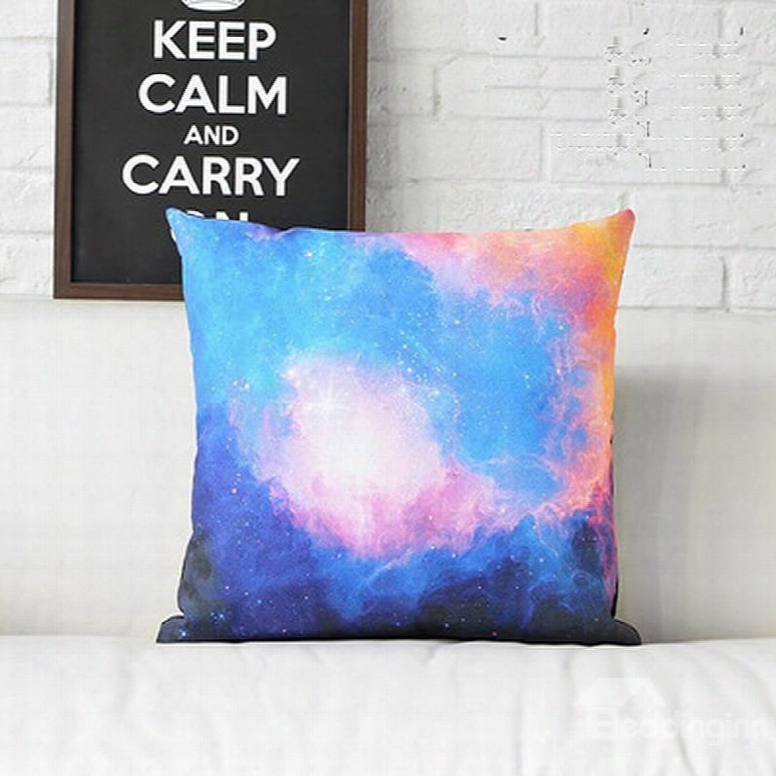 Colorful Clouds And Galaxy Space Prints Plush Throw Pillow