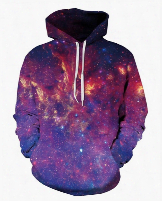 Colorful Firework Galaxy Sky Long Sleeve Pattern 3d Painted Hoodie