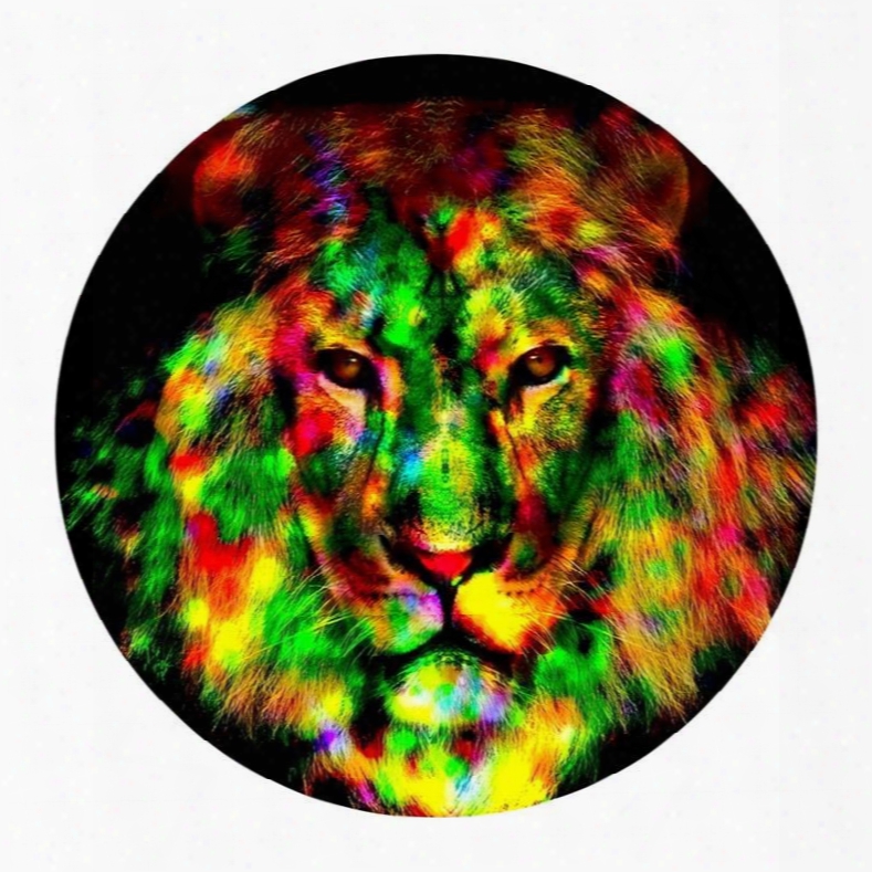 Colorful Lion Head Abstract Pattern Round Pvc Nonslip And Waterpriof Ingress Doormat