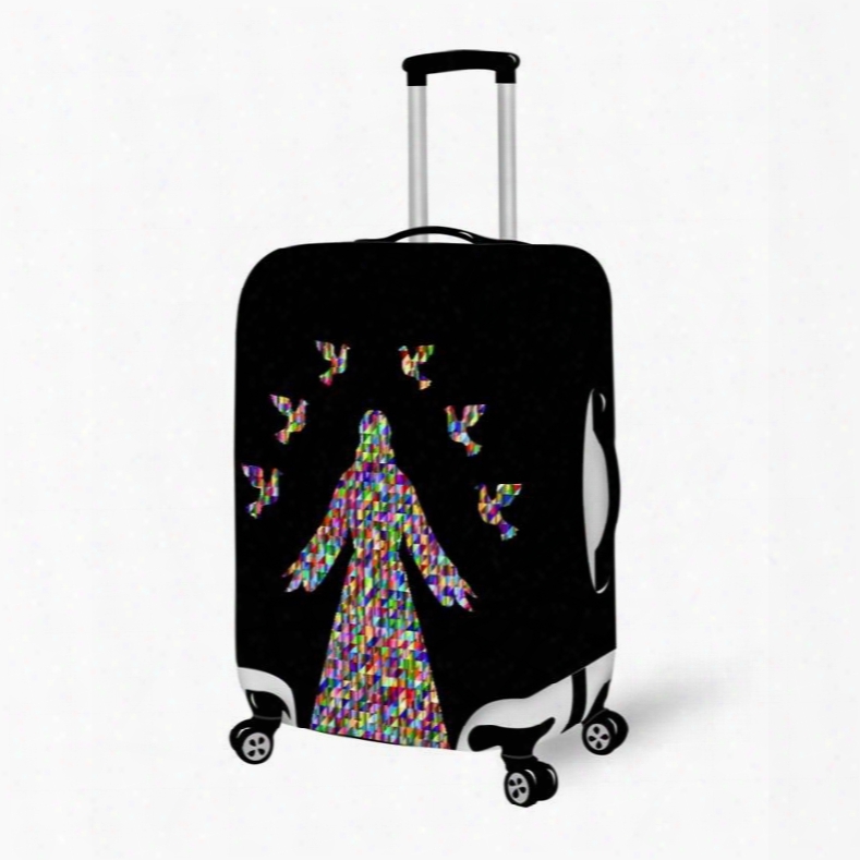 Colorful Person And Birds Washable Waterproof Travel Zipper Nylon 3d Luggage Cover