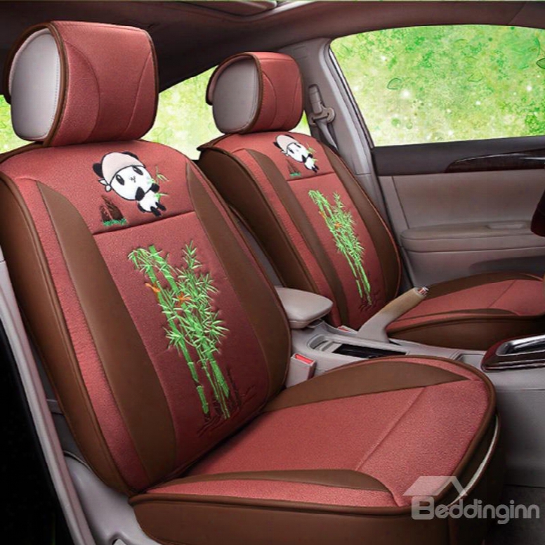 Cute And Lovely Panda Eat Bamboo Pattern Design Good Permeability Universal Car Seat Cover