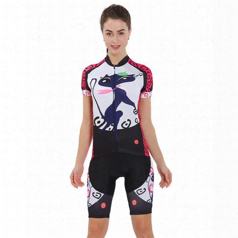 Cycling Jersey Shirt Quick Dry Cat Lady Pattern Clothing Bike