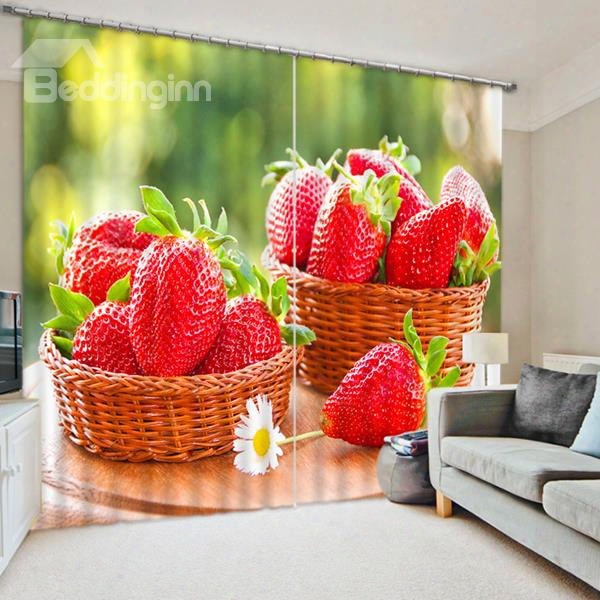 Delicious Fresh Strawberries Print 3d Blackout Curtain