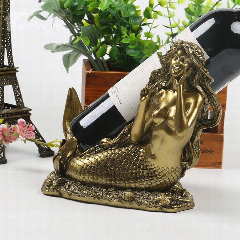 Elegant Resign Mermaid European Style Desktop Decoration Wine Rack