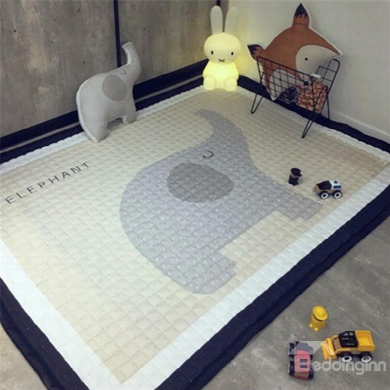 Elephant Pattern Rectangular Polyester Baby Play Floor Mat/crawling Pad