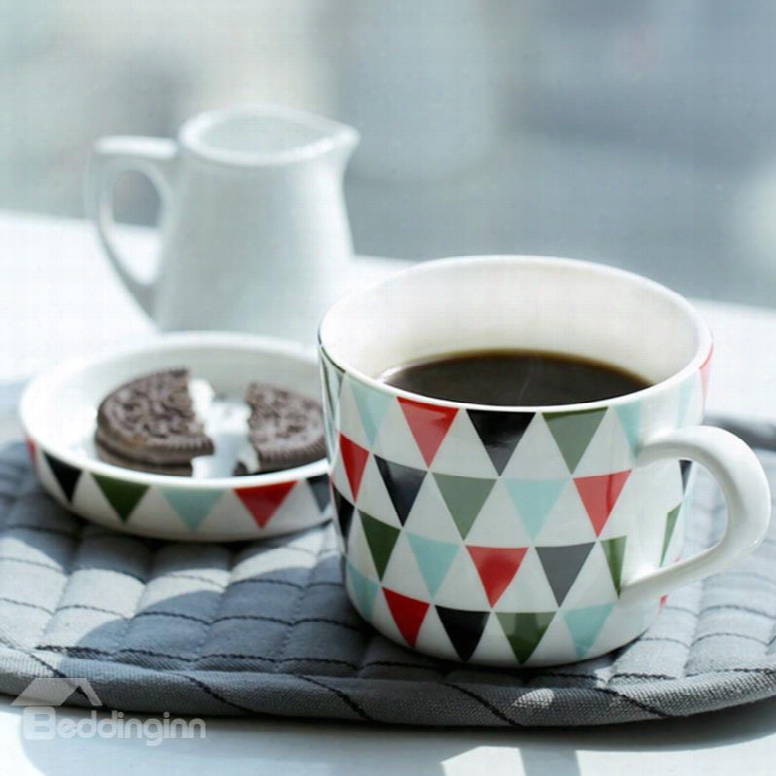 Fancy Simple Style Colorful Triangle Pattern Home Mug Set