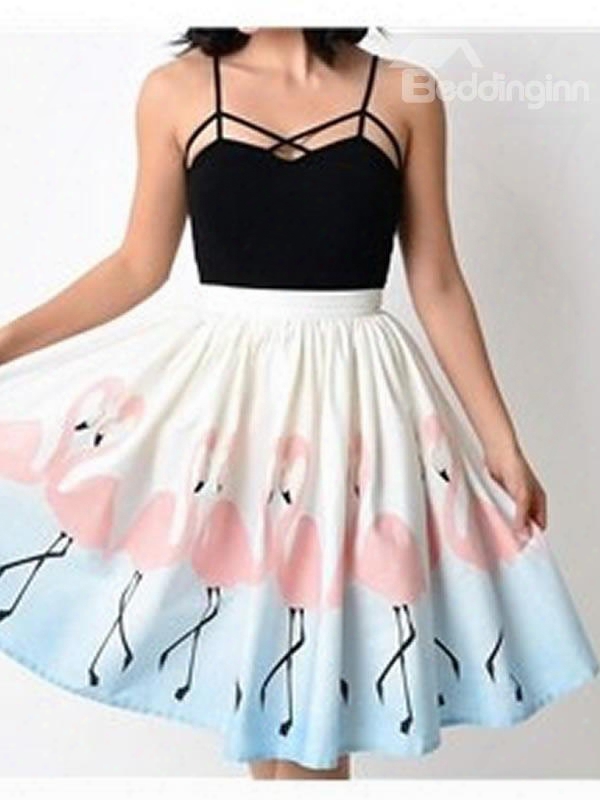 Flamingo Formal Summer Beach Polyester Comfortable Outdoor 3d Printing Skirt