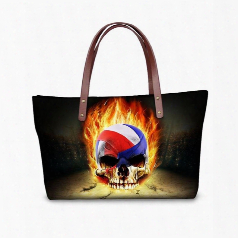 Footbalo Skull Fire Waterproofs Houlder 3d Printed Handbags