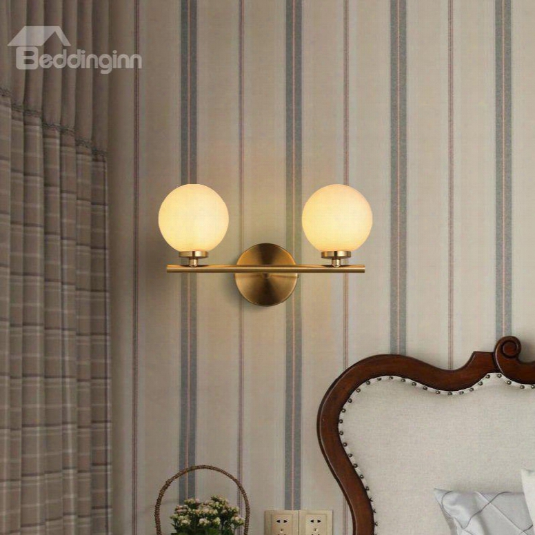 Golden Round Basis Hardware And Glass 2-head Modern Wall Light