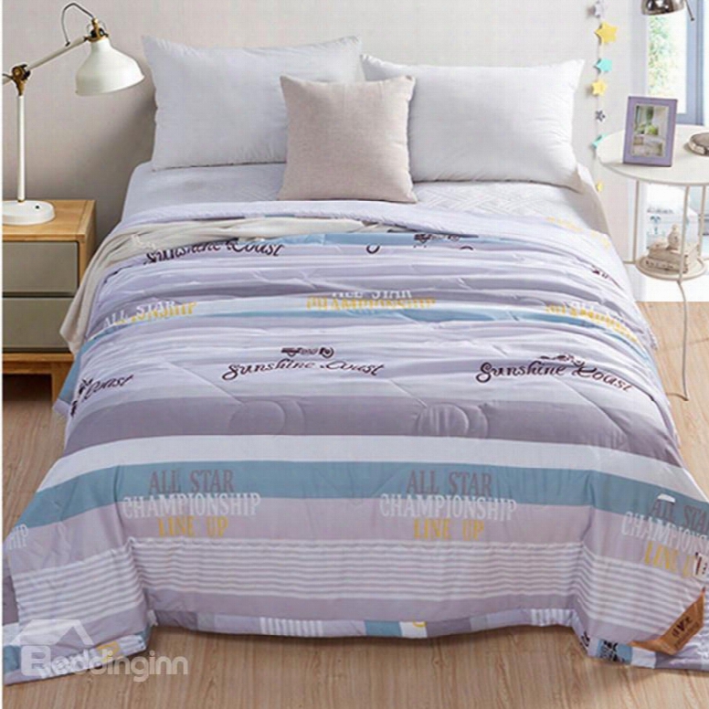 Grey Sunshine Coast Pattern Polyester Lightweight Summer Quilts