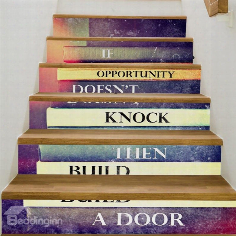 Inspiration Words Home Decorative 6-piece 3d Pvc Waterproof Stair Mural