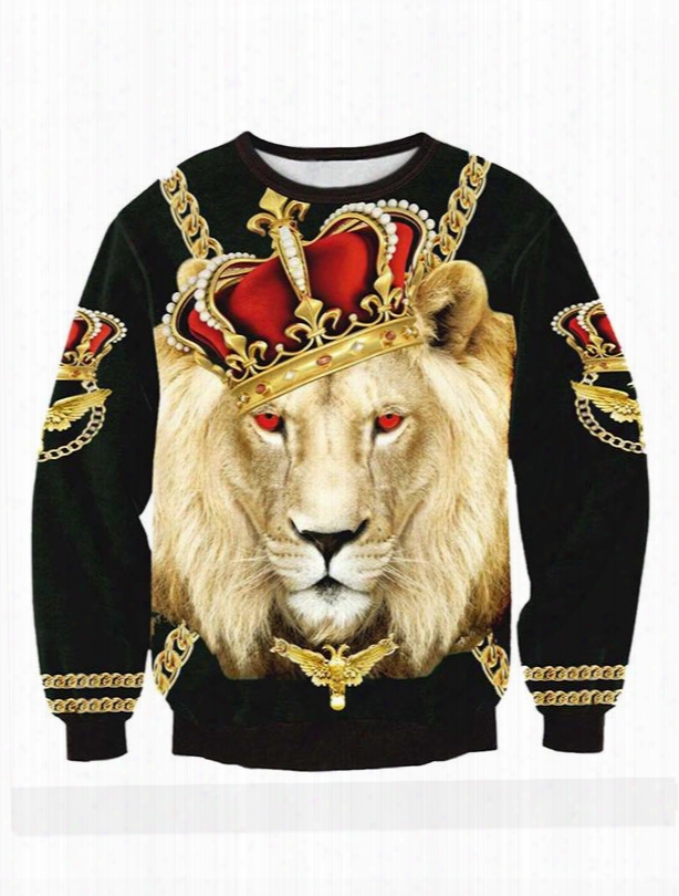 Long Sleeve Lion King Pattern 3d Painted Hoodie