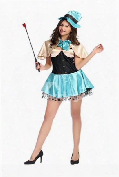 Magic Girl With Magic Wand Light Blue Charming Cosplay Costumes