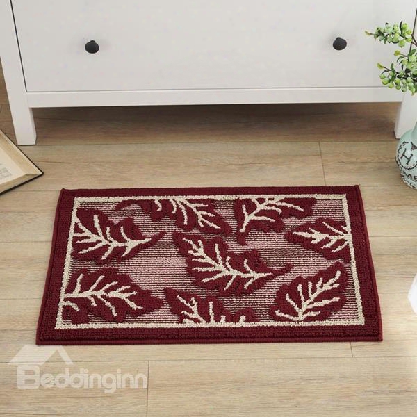 Modern Design Polypropylene Fiber Leaves Pattern Slip Resistant Doormat