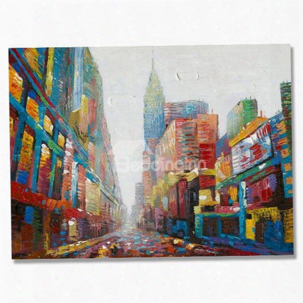 Modern European Style City Scenery Hand Painted Oil Painting