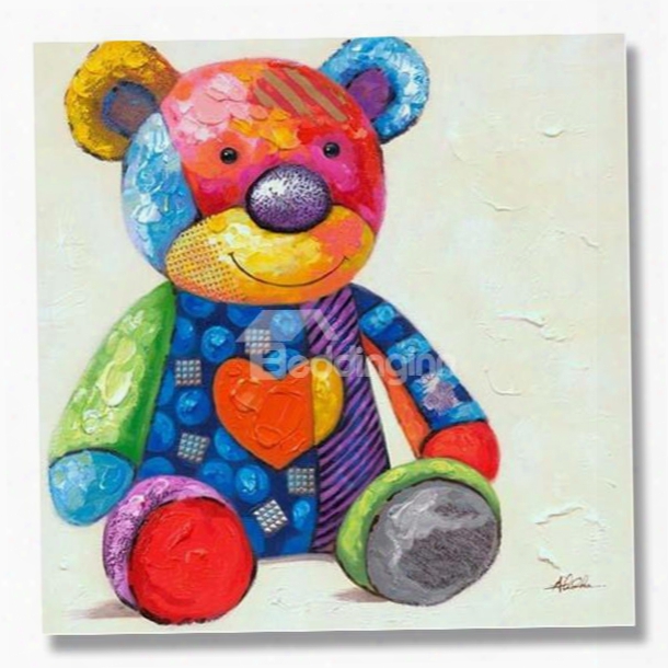 Multicolor Modern Little Bear Oil Paniting