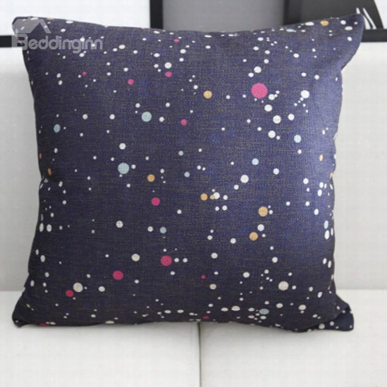 Mysterious Stars And Sky Galaxy Prints Linen Throw Pillow