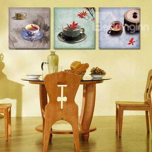 New Arrival Beautiful Tea Cup Sets Print 3-piece Cross Film Wall Art Prints