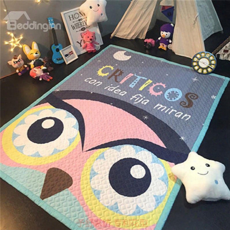 Owl Pattern Rectangular Polyester Baby Play Floor Mag/crawling Pad