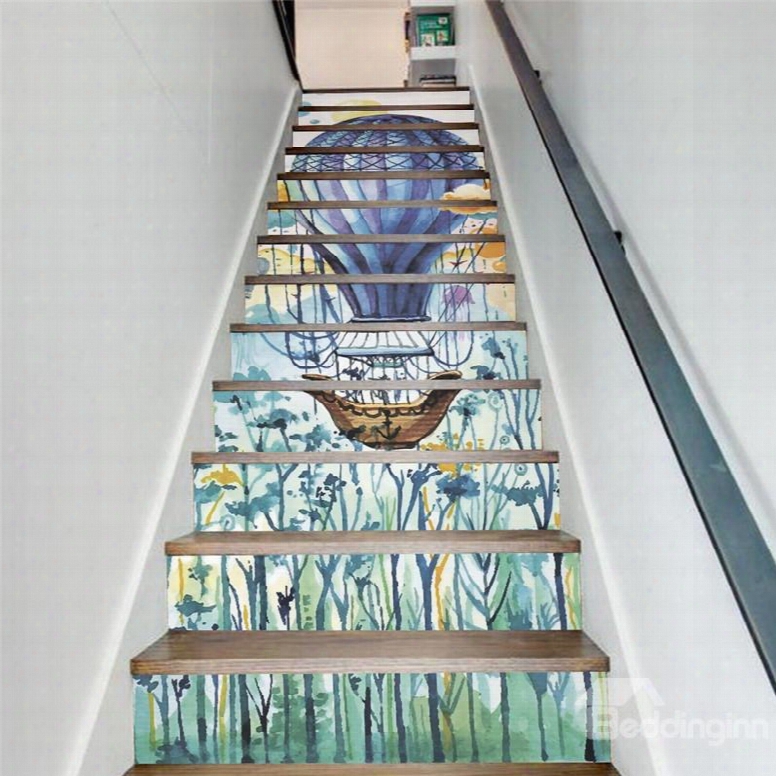 Parachute Printing 13-piece 3d Pvc Waterproof Stair Mural