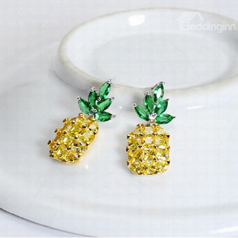 Pineapple Summer S925 Sliver Cute For Women&girl Earrings