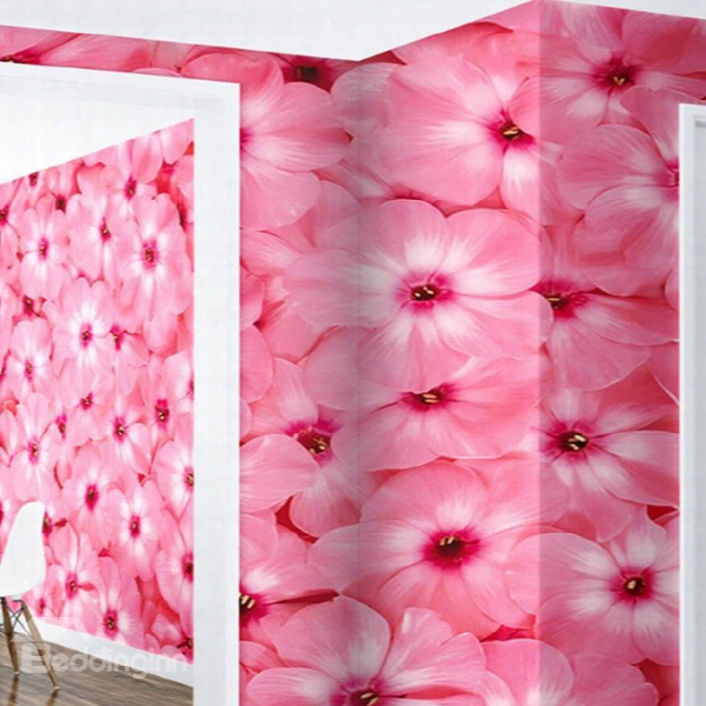 Pink Phlox Printings Waterproof Durable And Eco-friendly 3d Wall Mural