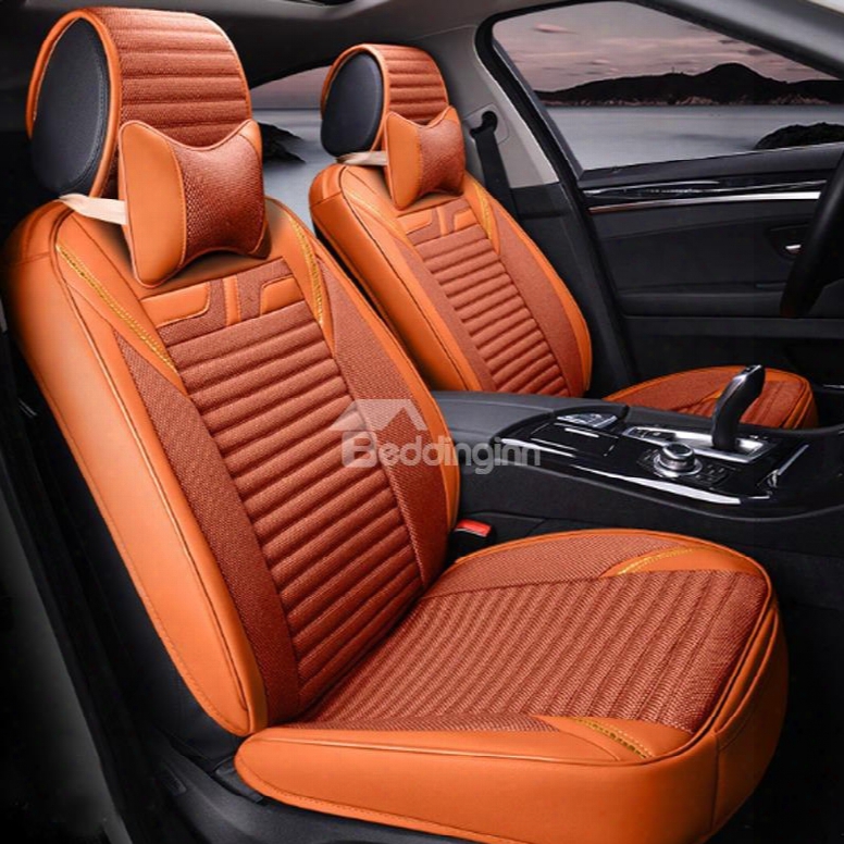 Popular Orange So Lid Style Design With Good Permeability Flax Universal Five Car Seat Cover