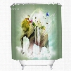 3D Mouldproof Transformed Elephant Printed Polyester Green Bathroom Shower Curtain