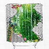 3D Peacocks in Front of Bamboo Forest Printed Polyester Shower Curtain