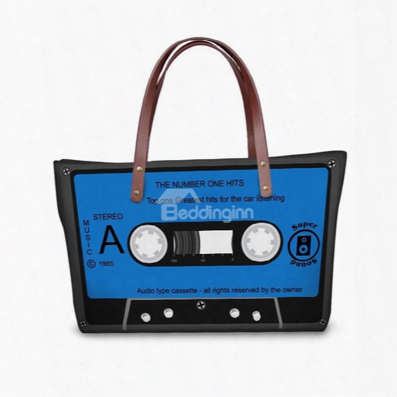 Radio Tape Blue Waterproof Sturdy 3d Printed For Women Girls Shoulder Handbags
