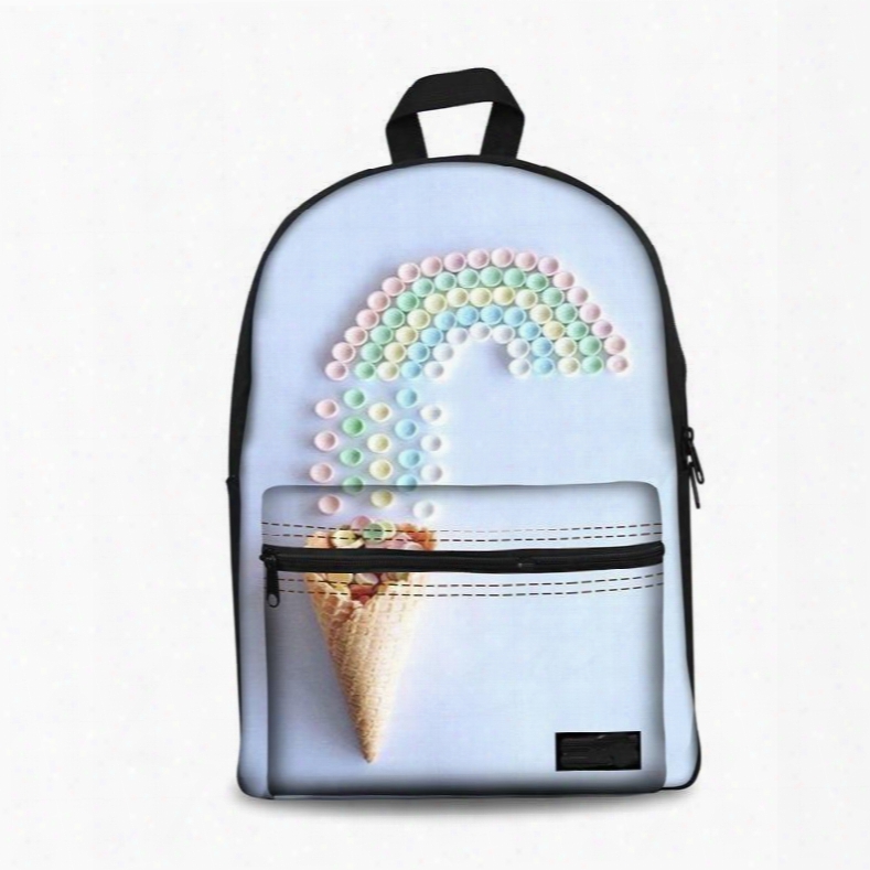 Rainbow Ice Cream Sweet Blue Washable Lightweight 3d Printed Backpack
