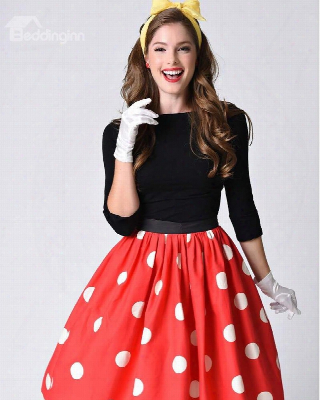 Red White Point Christmas Patern Formal 3d Printing Skirt