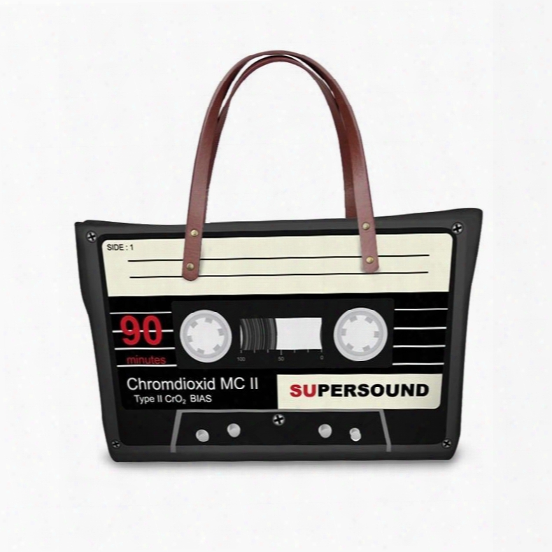 Retro Radio Tape Waterproof Sturdy 3d Printed For Women Girls Shoulder Handbags