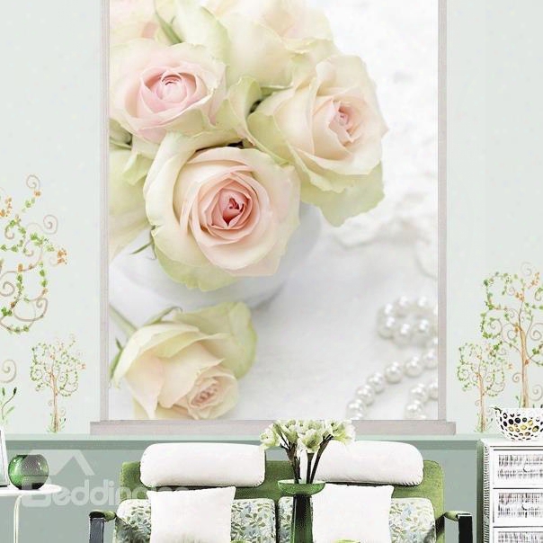 Romantic White Roses Printing 3d Roller Shades