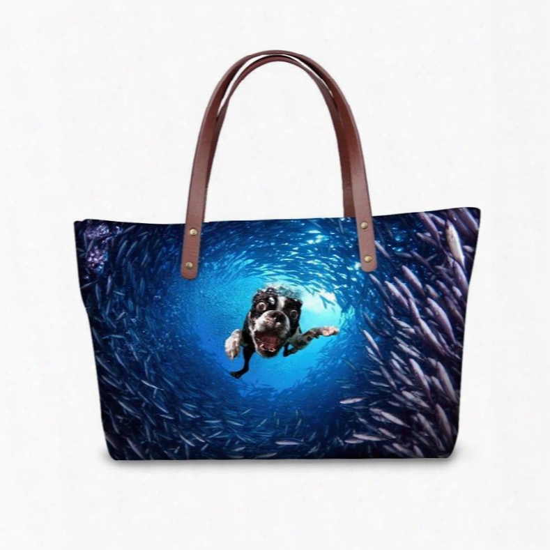 Sea World Waterproof Crazy Dog Animals 3d Printed Handbags